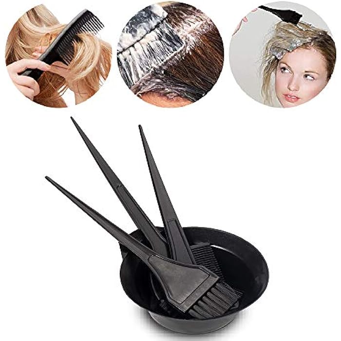 Moonmini Hair Dye Color Brush and Bowl Set, 4Pcs Color Bowl Brushes Tool Mixing Bowl Kit Tint Comb for Hair Tint Dying Coloring Applicator, BLACK, 4 Piece Set - Image 4
